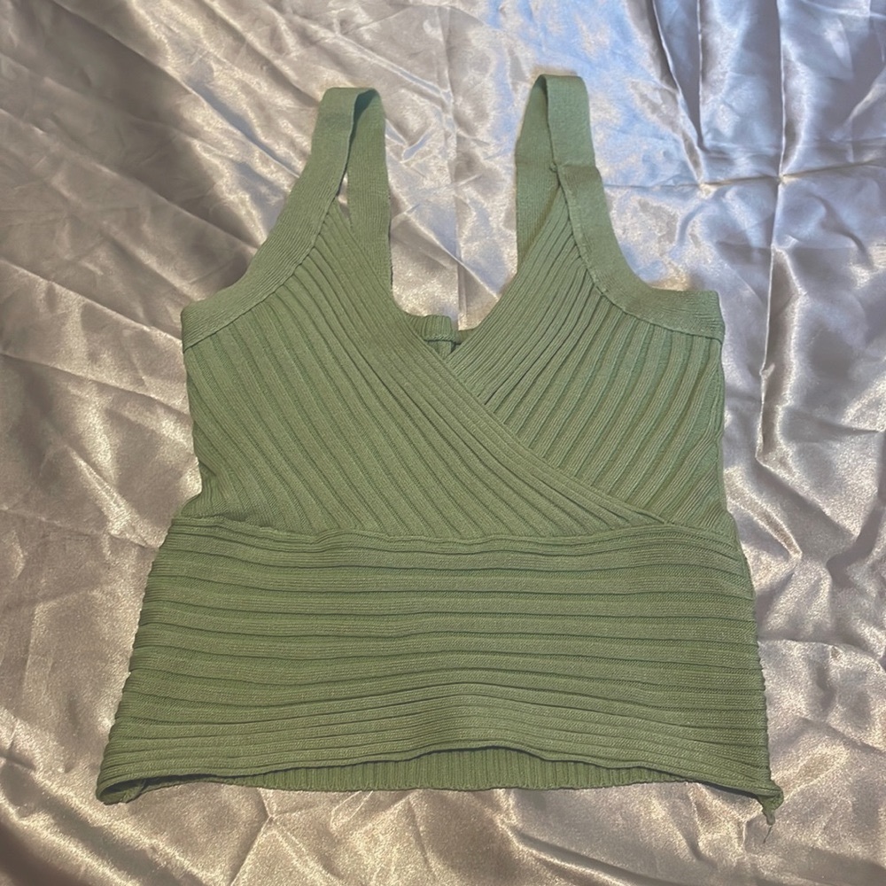 Light minty green wrap top